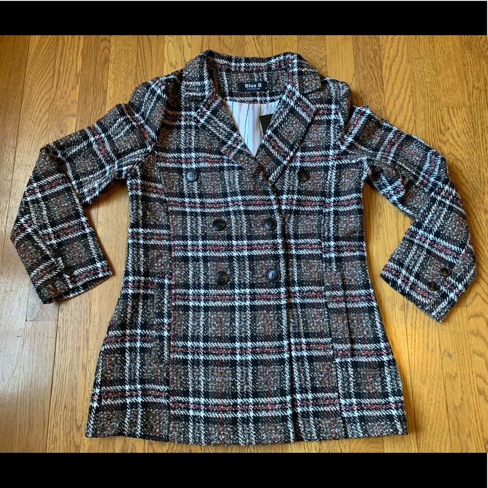 Boutique Blue B collection plaid tweed blazer brown size M - Picture 9 of 16